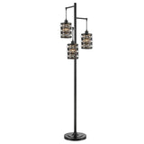 Bridgeport Designs Mendocino 3-Light Black Metal LED Floor Lamp with Gold Interior