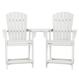 POLYWOOD Portside 3-Piece Outdoor Patio Shellback Counter Chair Set with Connecting Table