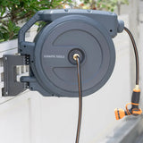 Giraffe Tools 82 ft Retractable Garden Hose Reel with Metal Bracket, Hose Cover & 9-Pattern Nozzle