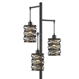 Bridgeport Designs Mendocino 3-Light Black Metal LED Floor Lamp with Gold Interior