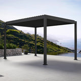 Mirador Adjustable Louvered Aluminum Pergola with Integrated Gutter System