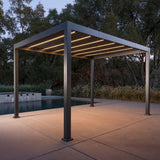 SunVilla Stratus 10' x 13' Motorized Aluminum Pergola with LED Lighting and Adjustable Louvers