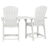 POLYWOOD Portside 3-Piece Outdoor Patio Shellback Counter Chair Set with Connecting Table