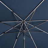 SunVilla 10' Round Solar LED Market Umbrella, Blue Canopy with Lights