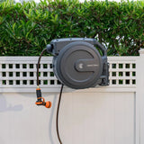 Giraffe Tools 82 ft Retractable Garden Hose Reel with Metal Bracket, Hose Cover & 9-Pattern Nozzle