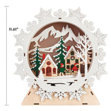 11.6" H Wooden Christmas Light-Up Icons Snowflake & Tree 3D LED Statue, Set of 2