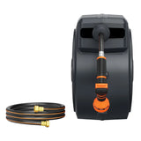 Giraffe Tools 82 ft Retractable Garden Hose Reel with Metal Bracket, Hose Cover & 9-Pattern Nozzle