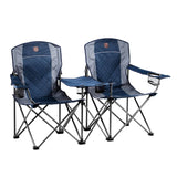 Timber Ridge Outdoor Loveseat Folding Camping Chair with Integrated Center Table