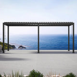 Mirador Adjustable Louvered Aluminum Pergola with Integrated Gutter System