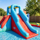 Sportspower Sportcourt Water Slide and Play Arena – Inflatable Backyard Sports Bounce House