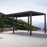 Mirador Adjustable Louvered Aluminum Pergola with Integrated Gutter System