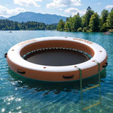 EuKer Inflatable Floating Island 8 ft x 8 ft with Mesh Water Hammock, Portable Floating Dock