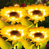 4 Pack Solar Sunflower Garden Lights – Warm White LED Decorative Flower Lights