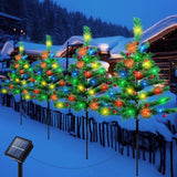 4 Pack Solar Christmas Tree Lights, LED Garden Stake Lights with Red Berries