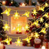Christmas Deer & Snowflake Fairy String Lights, 24.6 ft 50 LED Battery-Operated Warm White Decorative Lights