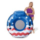 Funsicle Americana Sports Lounge 4 ft Inflatable Pool Float, Stars & Stripes Mesh Lounge with Backrest