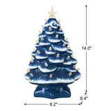 Mr. Christmas 14" Nostalgic Ceramic Christmas Tree, Glossy Blue with LED Lights & Timer