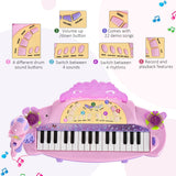 Qaba 32-Key Kids Electronic Grand Piano with Stool, Microphone & Recording