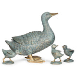 Roman 11" Tall Duck with Ducklings Garden Statue Set, 4-Piece, Gray Resin