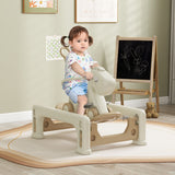 Qaba 5-in-1 Toddler Rocking Horse with Detachable Balance Board, Push Handle & Footrests