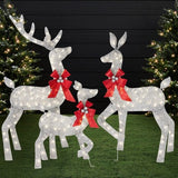 Best Choice Products 3-Piece 2D Lighted Deer Family, 4ft Outdoor Christmas Set with 175 Warm White LEDs