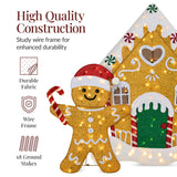 Best Choice Products 3-Piece Lighted Gingerbread Family & House, 4ft 2D Outdoor Christmas Décor with 185 LEDs