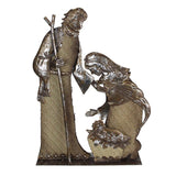 Melrose Holy Family Nativity Scene, 17" Rustic Metal & Burlap Christmas Tabletop Decoration