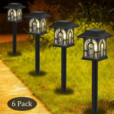 C Cattleya Solar LED Pathway Lights, Black Lantern Style, 3000K Warm White
