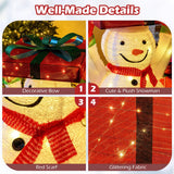 Costway Lighted Snowman in Gift Box, 44.4" Christmas Decoration, 100 Warm LEDs