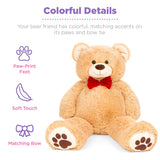 Best Choice Products 35" Giant Plush Teddy Bear, Brown with Bow Tie & Paw-Print Feet