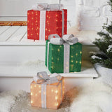 Wondershop Lighted Christmas Tinsel Gift Boxes, 3-Piece Set, 100 Warm White LEDs