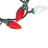 Northlight C9 Faceted LED Christmas Lights, 100 Red & Pure White Bulbs, 66 ft Lighted Length