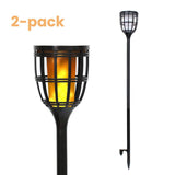 Techko Solar Outdoor Torch Lights, 2-Pack, Flickering Flame & Steady Light, 3-in-1 Design