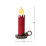 Mr. Christmas 9.5" Flickering LED Resin Candles, Set of 2, Red Glitter with 6-Hour Timer