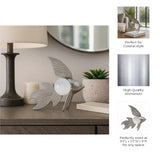Silver Metal Fish Sculpture with Pearl-Like Accent, 9" Coastal Tabletop Décor