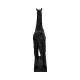 17" Black Horse Statue, Resin Sculpture with Woven-Pattern Design, Tabletop Décor