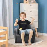 Qaba Kids Rocking Armchair with Side Storage Pockets, Gray PU Leather Upholstery
