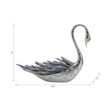 Decorative Swan Sculpture with Blue Kyanite Stone, Silver Metal Tabletop Figurine