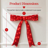 Best Choice Products 36" Pre-Lit Red Christmas Bow with 90 LEDs, 8 Modes & Timer