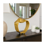 Gold Twisted Ring Sculpture, 6.75" Hammered Metal Tabletop Accent