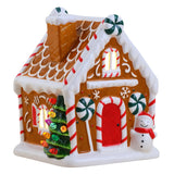 Mr. Christmas 7" Nostalgic Ceramic Lighted Gingerbread House, Glossy Brown with LED Lights & Timer