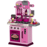 Qaba Kids Play Kitchen with Lights, Sounds, Working Faucet & 33 Accessories