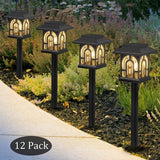 C Cattleya Solar LED Pathway Lights, Black Lantern Style, 3000K Warm White