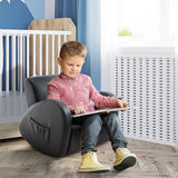 Qaba Kids Rocking Armchair with Side Storage Pockets, Gray PU Leather Upholstery