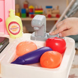 Qaba Pink Kids Play Kitchen with Lights, Sounds, Circulating Water Sink & 33-Piece Accessory Set