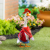 Evergreen Giddy the Goose White Metal Porch Statue, 21" Tall, Indoor & Outdoor Garden Décor