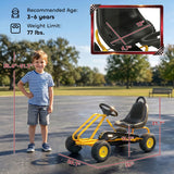 Qaba Kids Pedal Go Kart with Adjustable Seat & Handbrake, Yellow, Ages 3–6