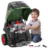 Qaba Large Truck Engine Toy Mechanic Repair Set with Lights, Sounds & Mist, 60-pc