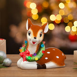 Mr. Christmas 9" Nostalgic Ceramic Lighted Reindeer with LED Wreath & Timer