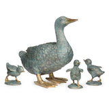 Roman 11" Tall Duck with Ducklings Garden Statue Set, 4-Piece, Gray Resin